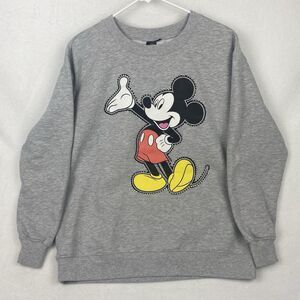 Disney Mickey Mouse Sweater Womens Size 1X Gray Crewneck Sweatshirt Pullover